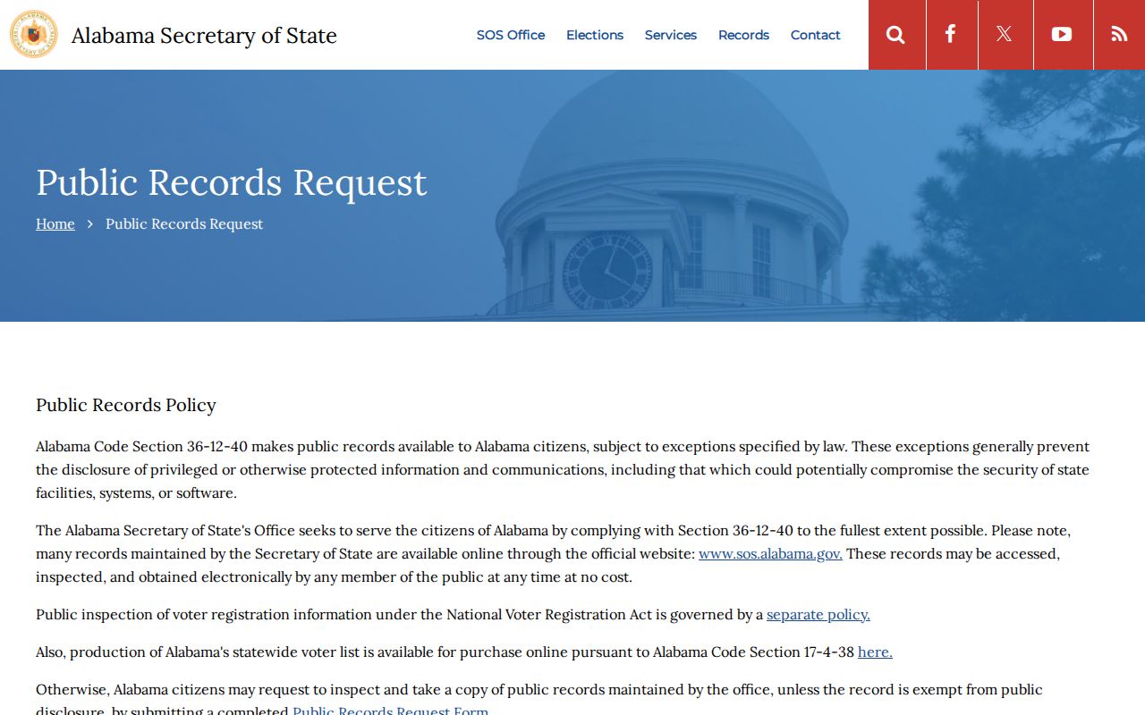 Jefferson County residents directory Alabama Secretary of State request page