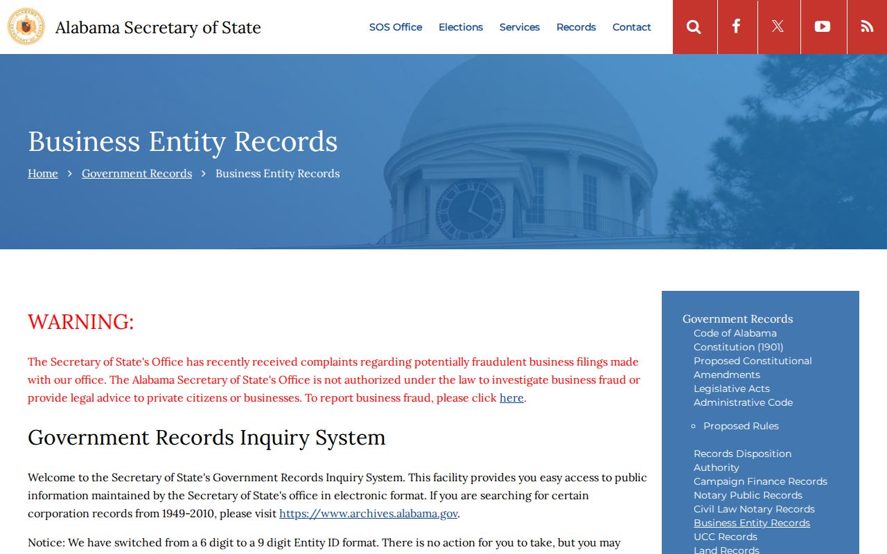 Alabama business records used for Jefferson County neighbors block context