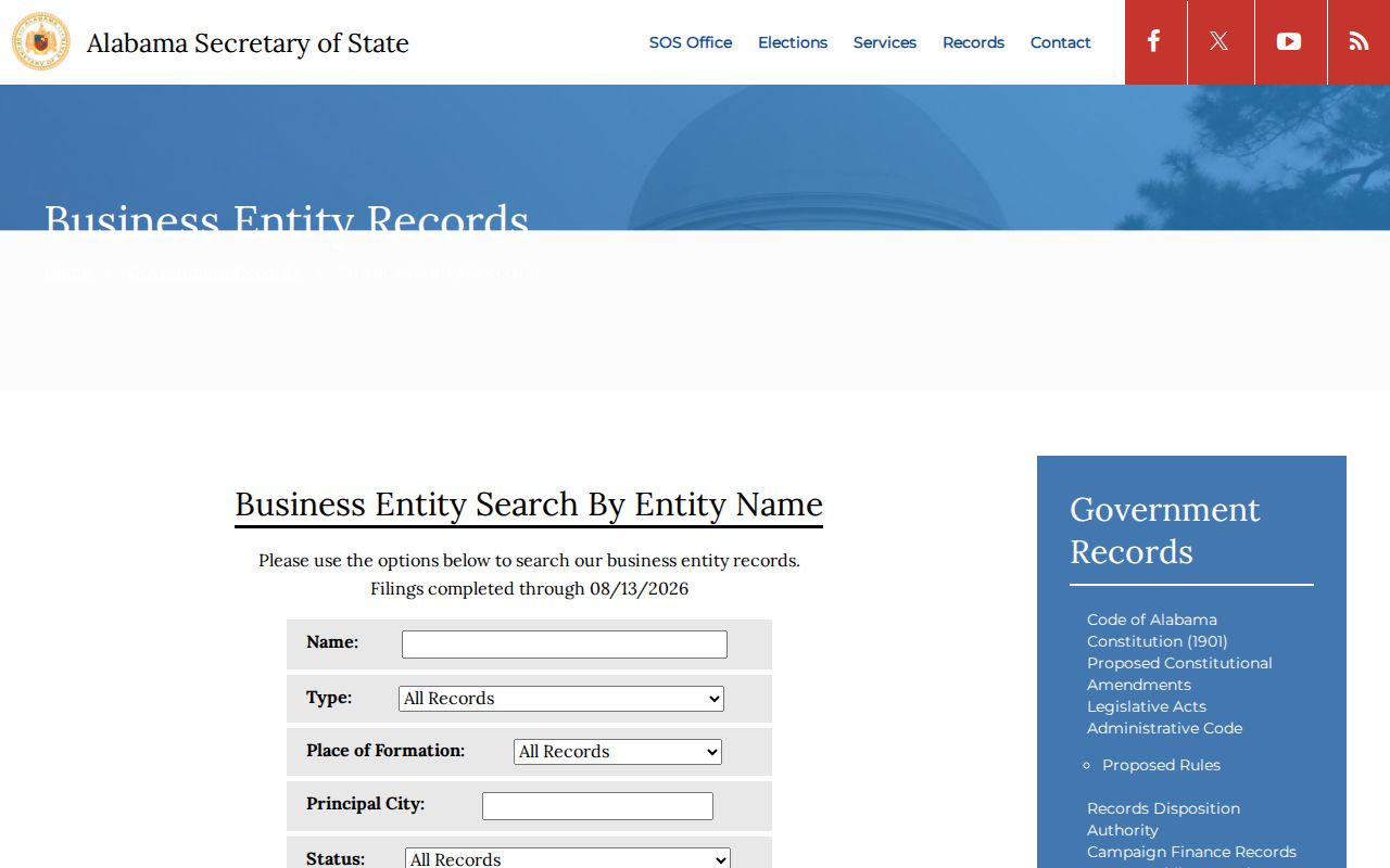 Jefferson County resident lookup using the Alabama business entity search